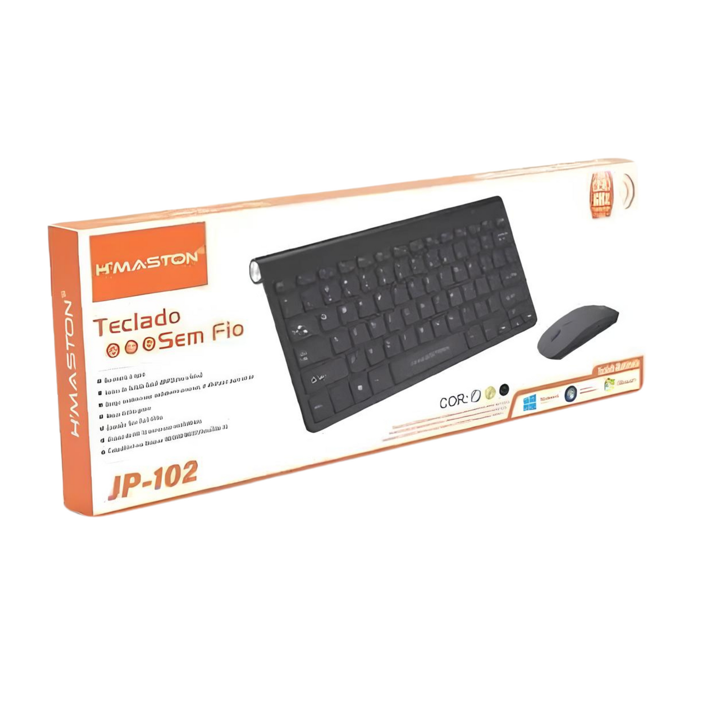 Kit Teclado E Mouse Usb Sem Fio Jp-102 Hmaston Escritório