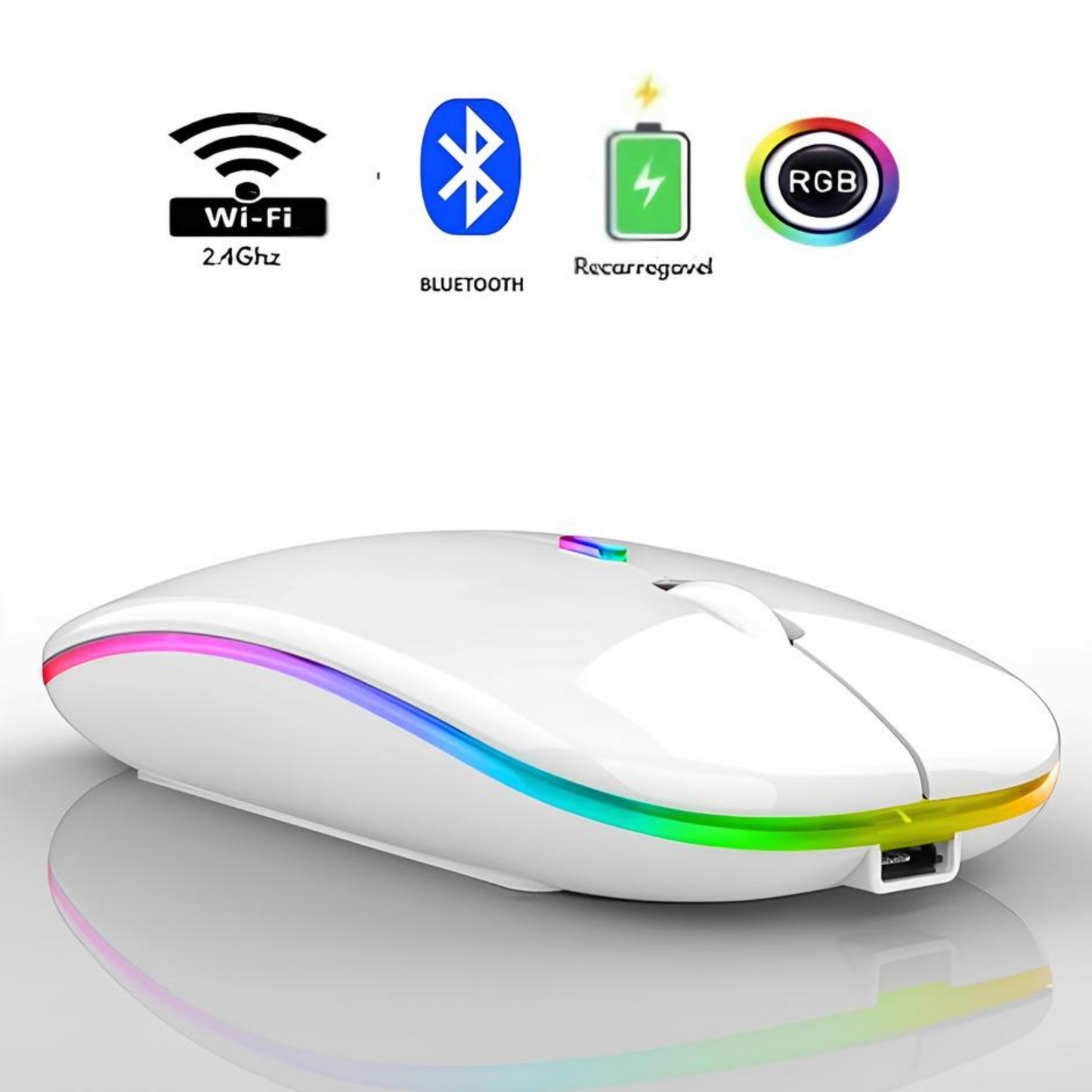 Mouse Sem Fio Recarregável E-1300pro Bluetoooth Para Macbook Cor Branco