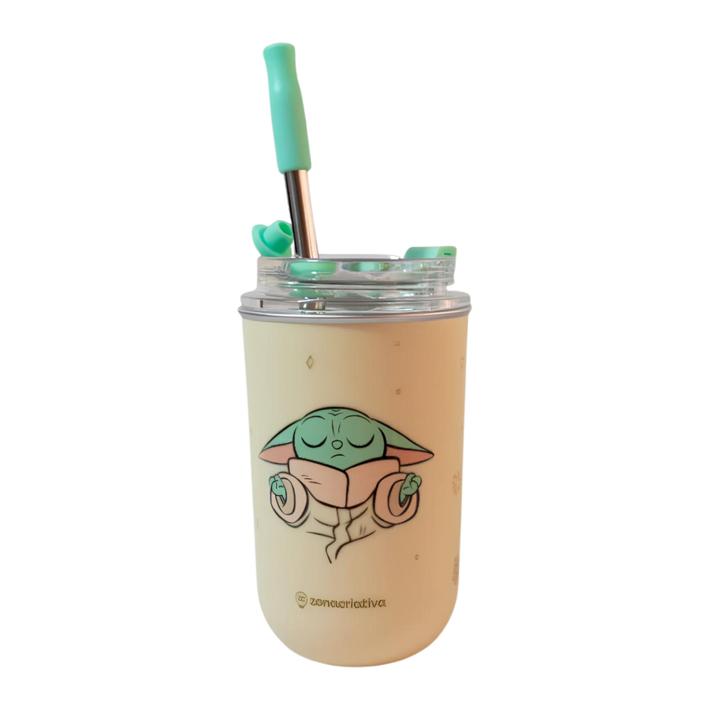 Copo Neo Baby Yoda Star Wars Com Canudo 300ml