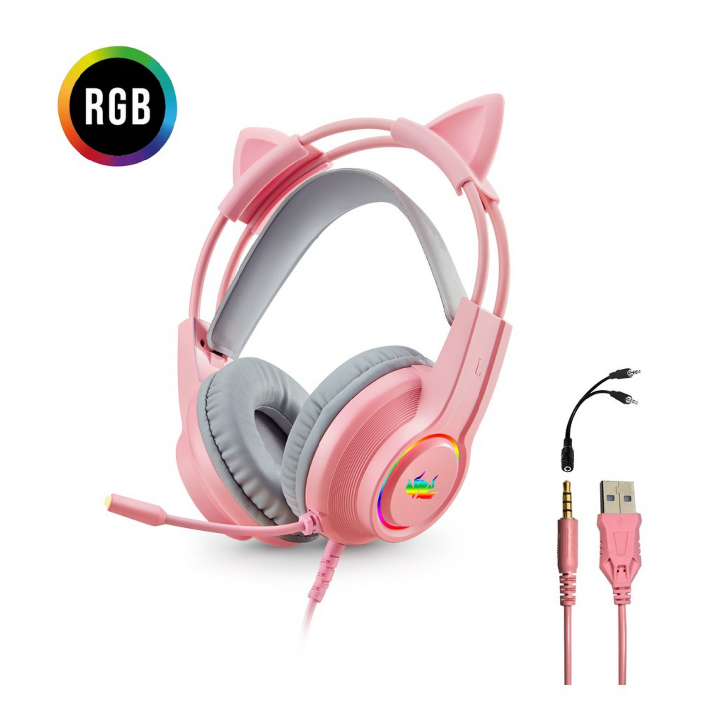 Fone De Ouvido Headset Gamer Gatinho Kp-ga04 Com Fio e Microfone