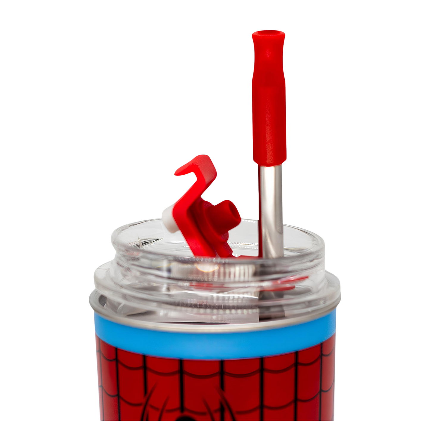 Copo Neo Com Canudo Homem Aranha Spiderman Marvel Zc Cor Vermelho E Azul
