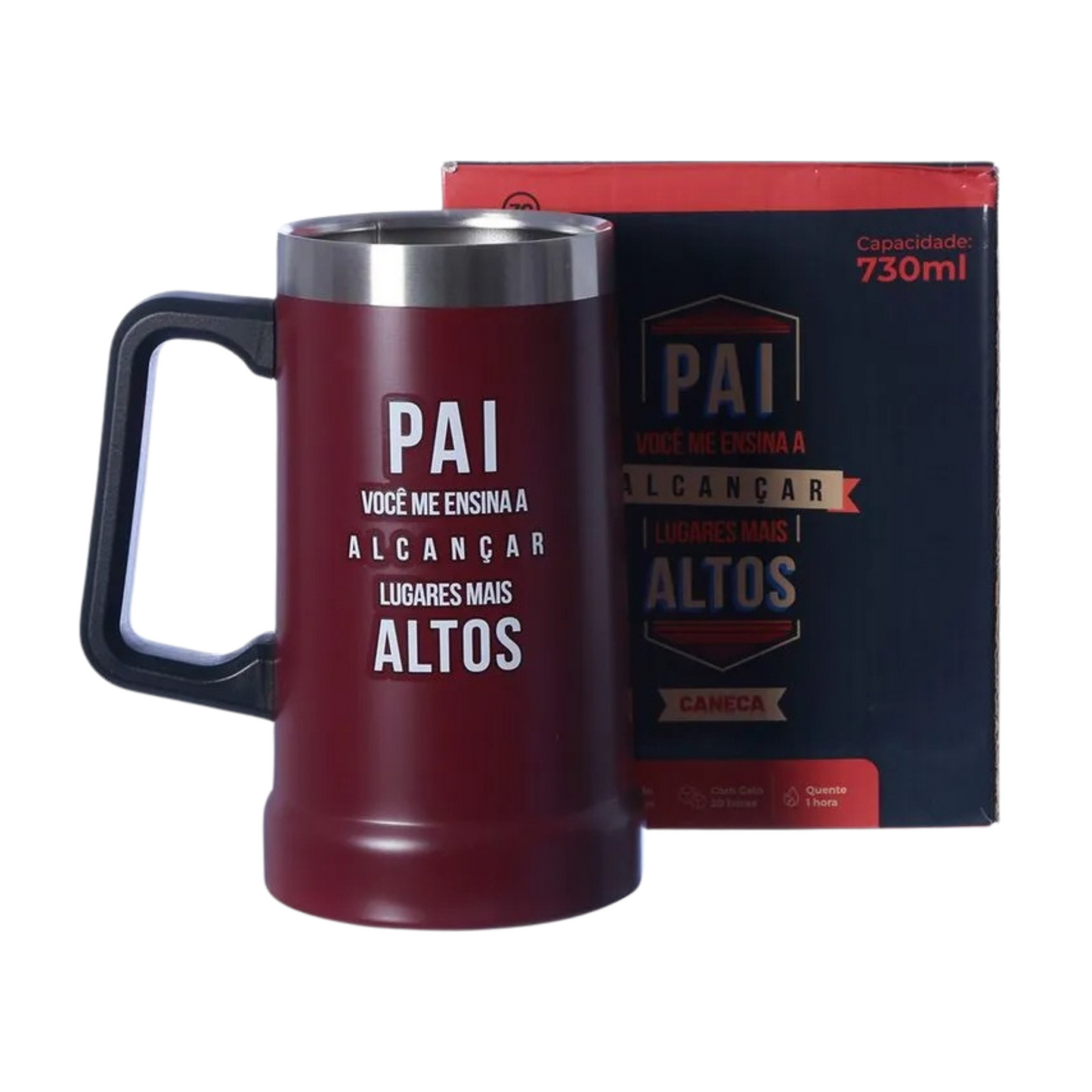 Caneca Térmica Pai Você Me Ensina Aço Inoxidável 730ml Cor Vermelho