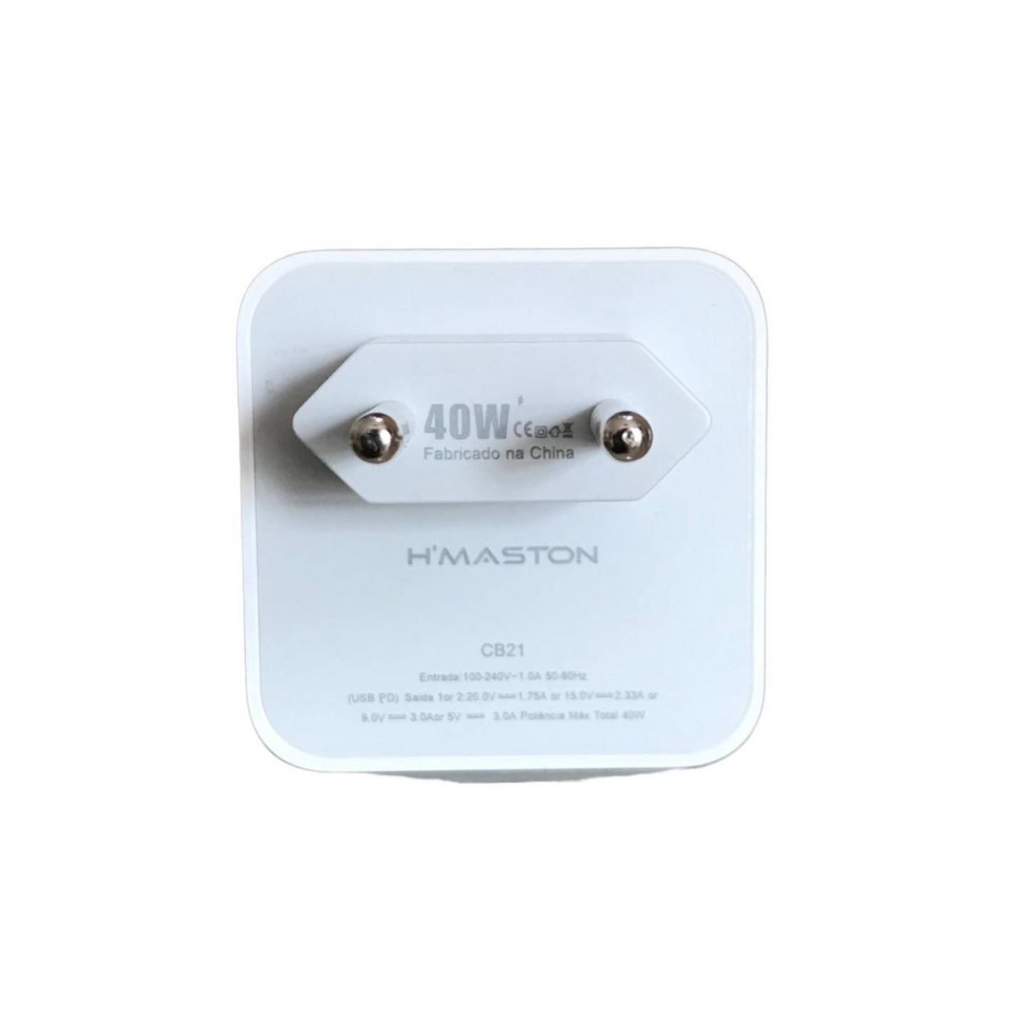 Carregador 40W Com Dupla Porta USB-C Tipo-C Para iPhone e Android H'Maston