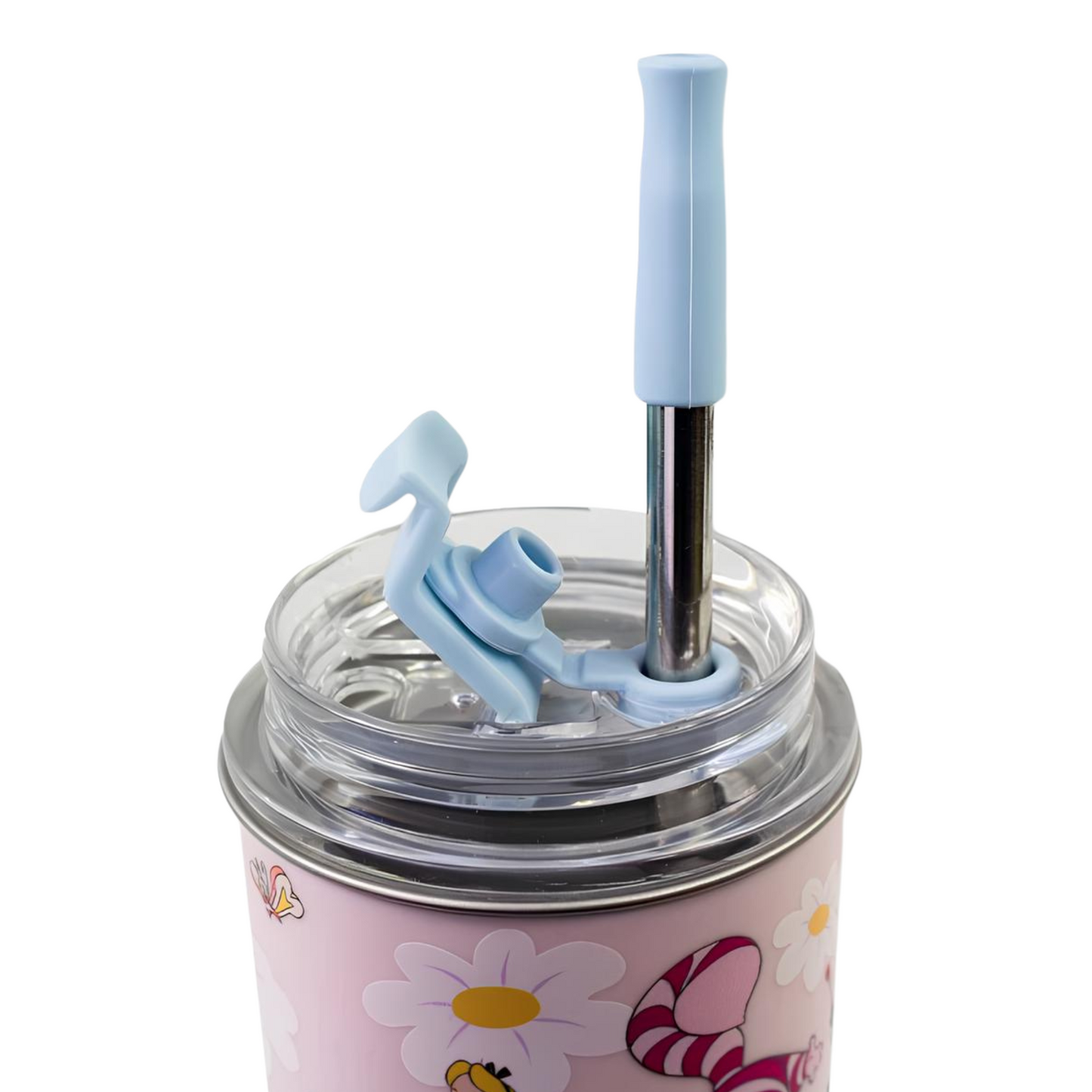 Copo Neo Alice No País Das Maravilhas Com Canudo 300ml Rosa