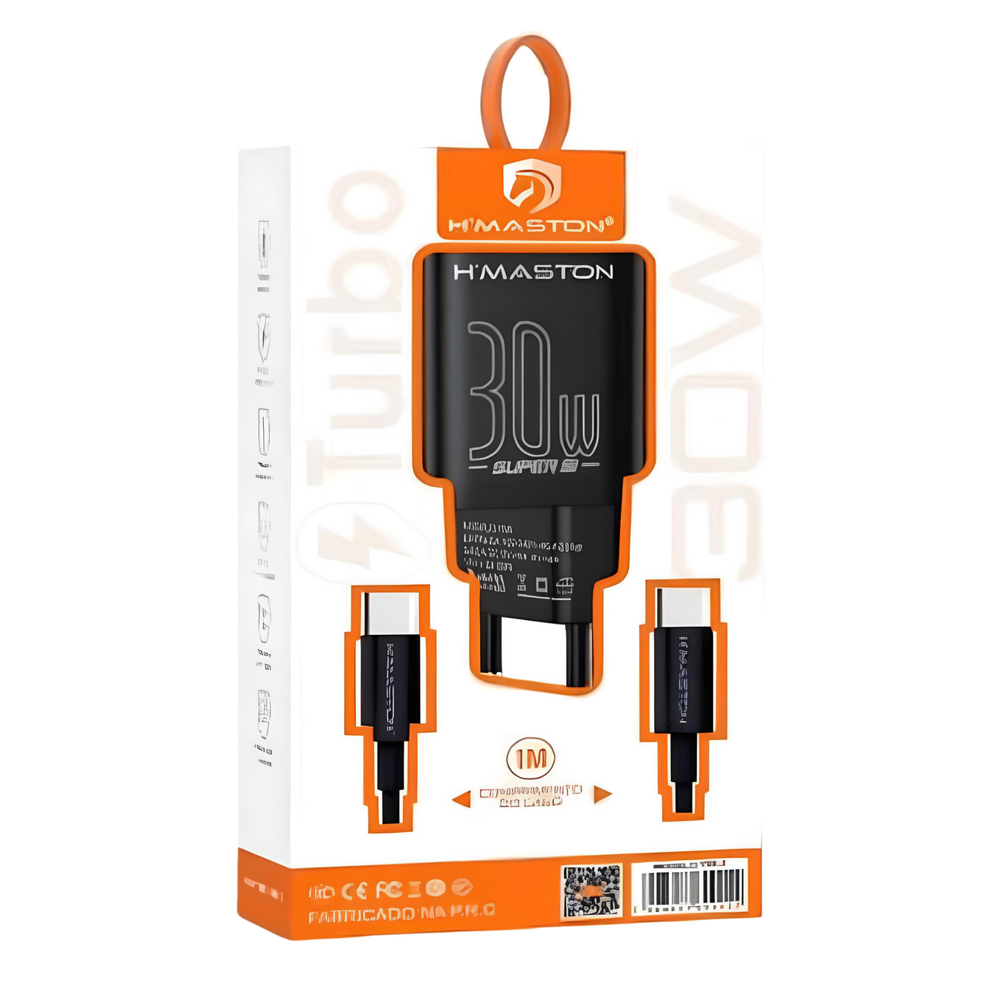 Carregador Hmaston Y08-3 Super Turbo Usb-c + Cabo Usb-c 30w