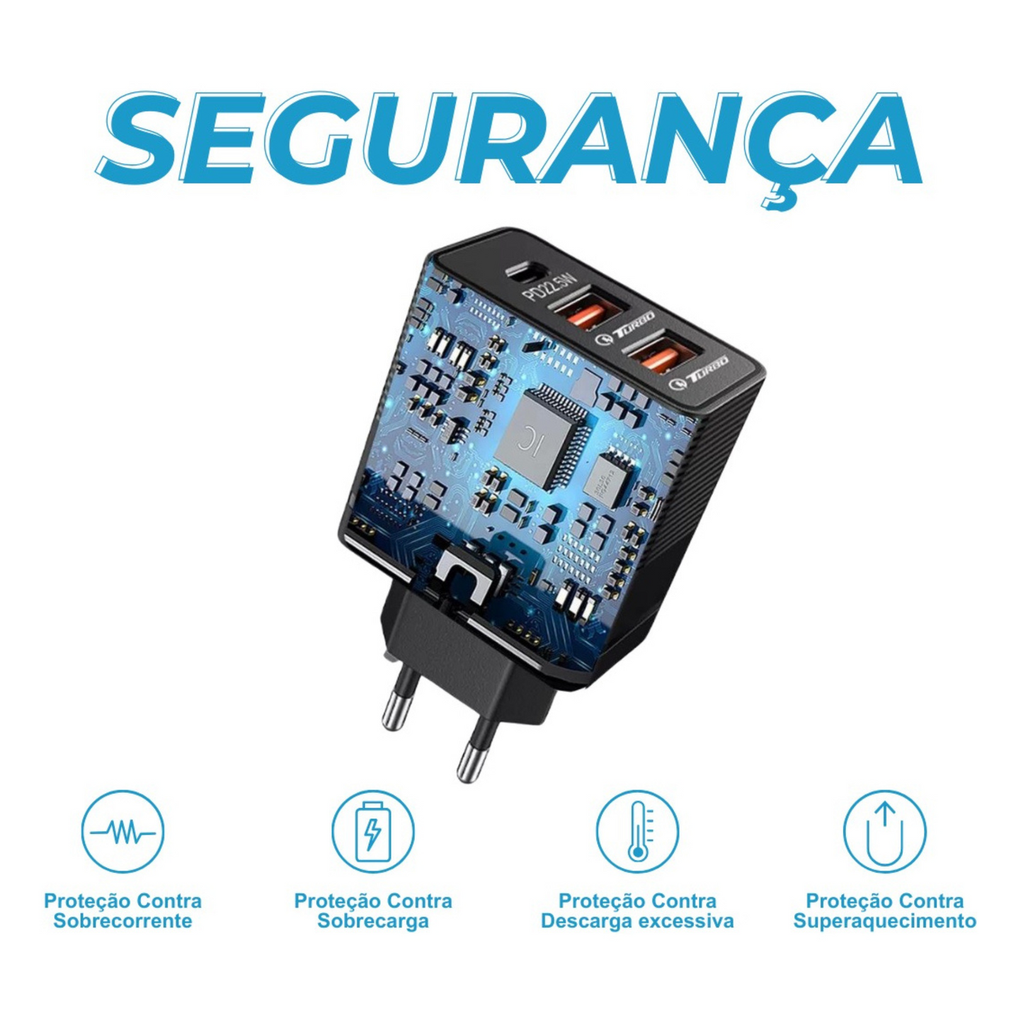 Carregador Turbo Original 4a Com 2 Usb E Usb-c Alta Potência