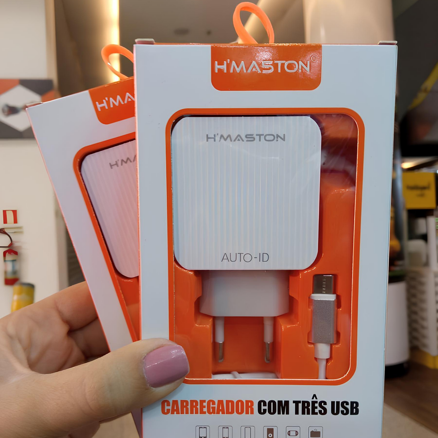 Carregador Com 3usb Tipo C Hmaston Modelo Hm14-3