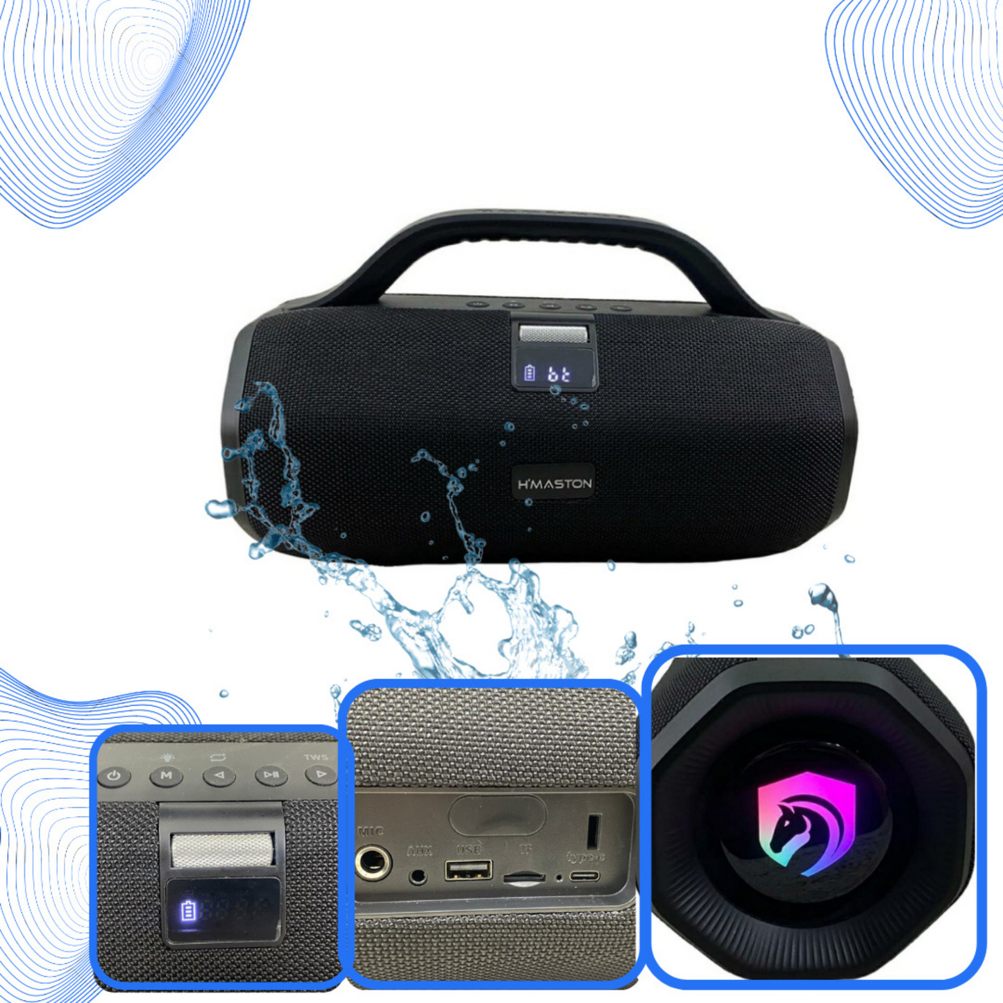 Caixa De Som Bluetooth Bombox Portatil Potencia 60w Tws