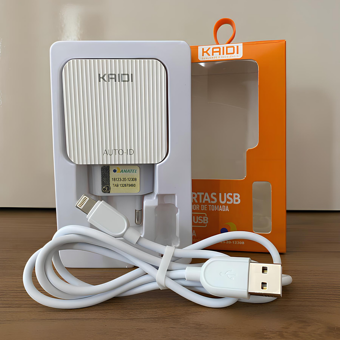 Carregador Turbo Compativel iPhone-3usb Cabo Lighting -kaidi Cor Branco