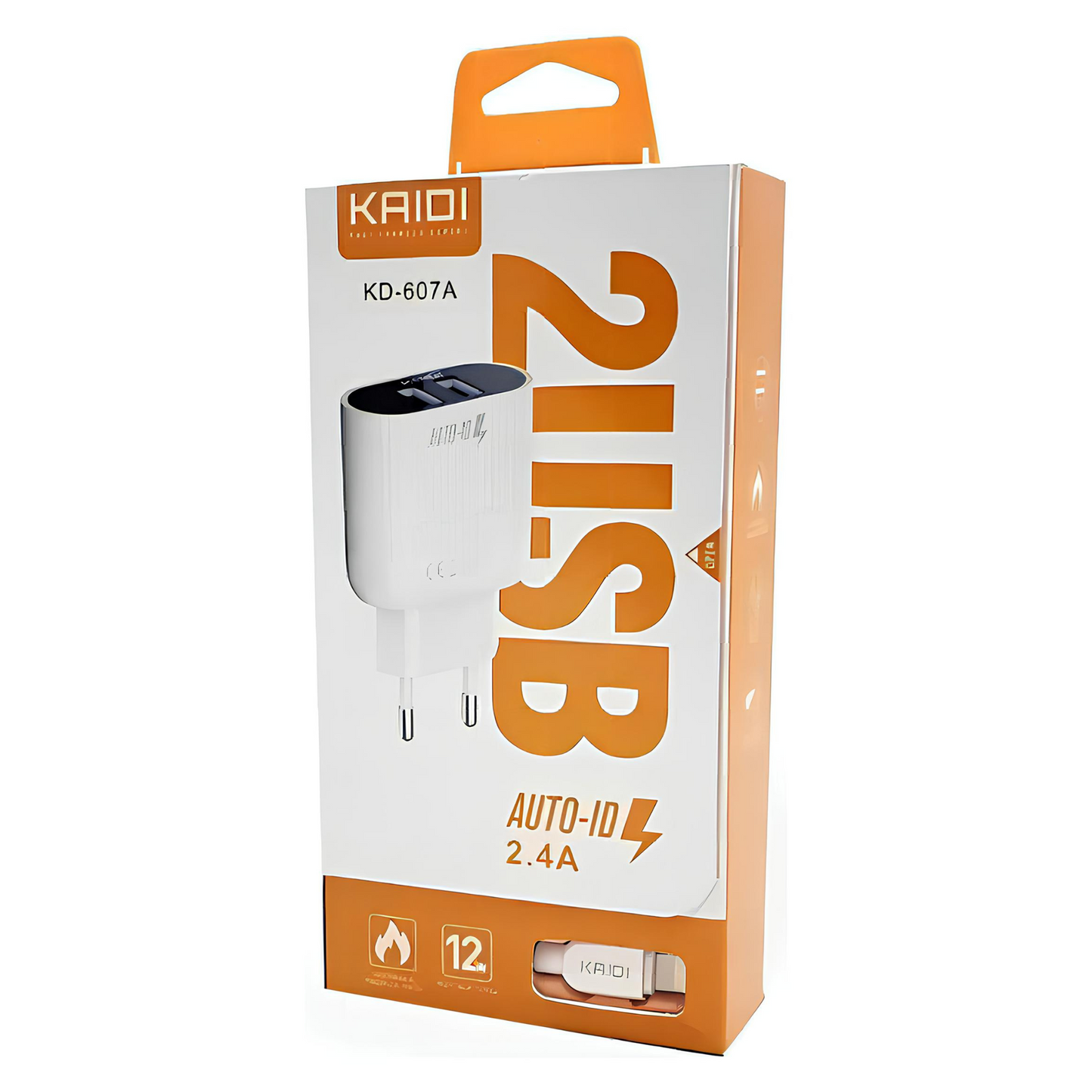 Carregador Para Celular Rapido 2 Usb Q3.0 Com Cabo Kaidi 12w Cor iPhone