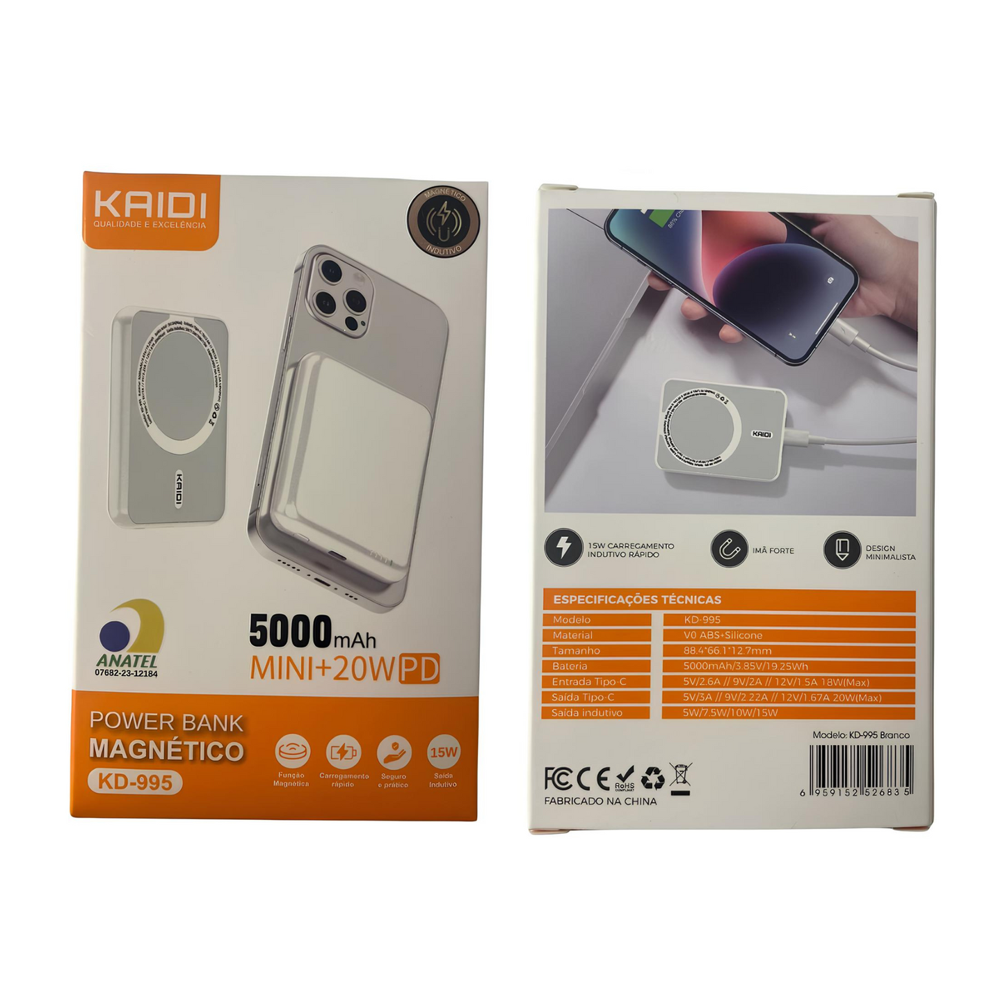 Carregador Power Bank 5000mah Magnético P/ iPhone Kd-995