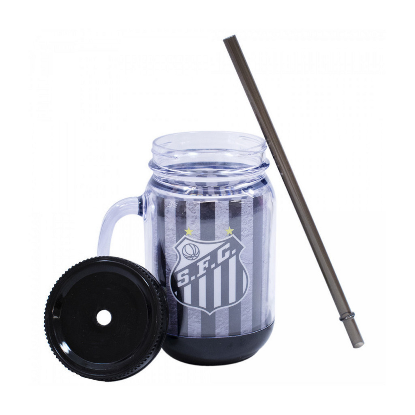 Caneca Com Tampa E Canudo 420ml - Santos