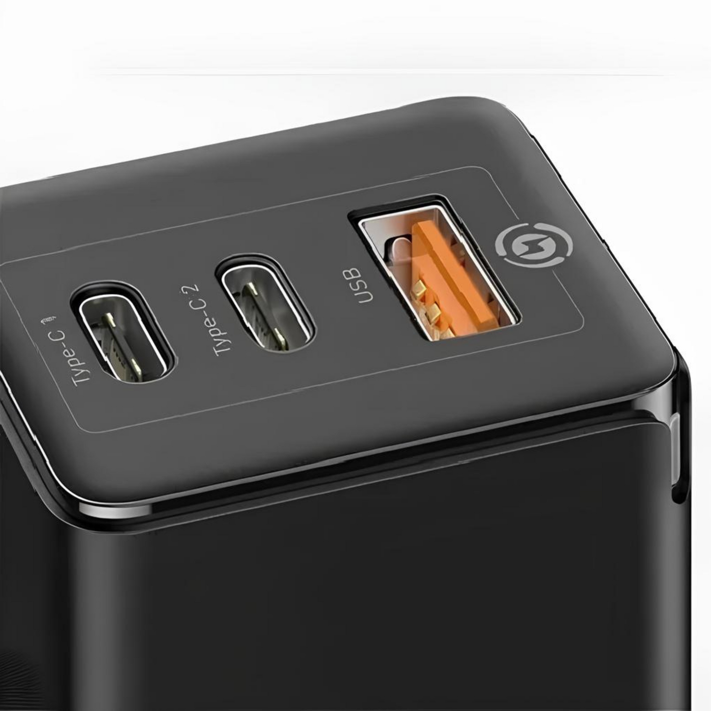 Baseus Gan Preto Carregador Rápido De Parede - 2xtype-c + Usb 65w