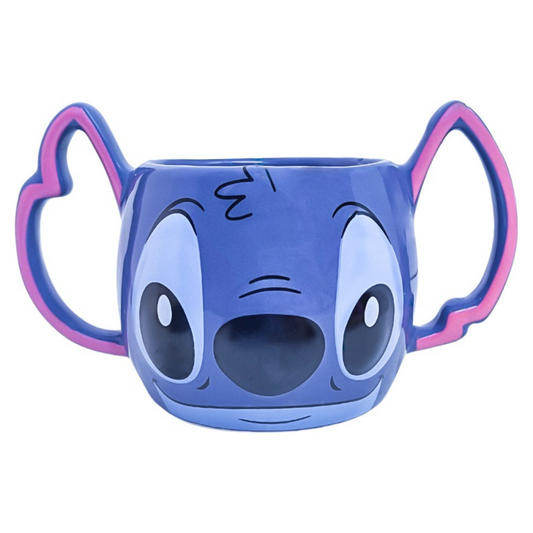 Caneca 3d Porcelana 450ml Alça Dupla Stitch Original Disney