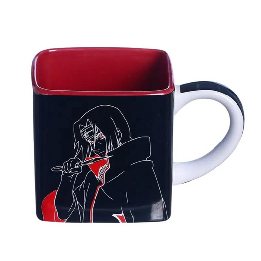 Caneca Akatsuki Itachi Cubo Quadrada Naruto Cerâmica 300ml