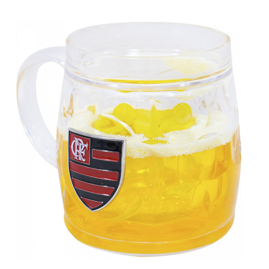 Caneca Cerveja Flamengo Acrílico Bg 400ml Brasão Metal