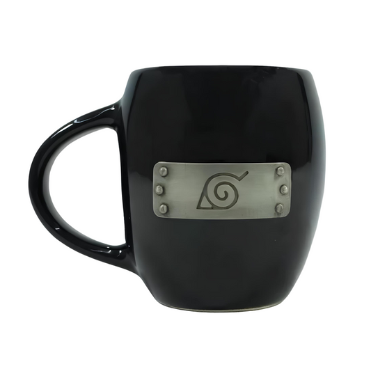 Caneca Oval Preta Em Cerâmica Do Naruto 350 Ml Na Caixa