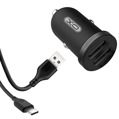 Carregador Veicular Com 2 entrada Usb XO-TZ08 com modelo Iphone , Tipo C , Micro Usp