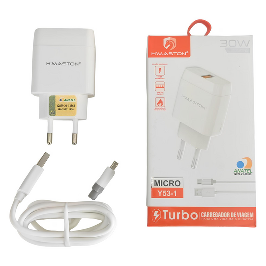 Carregador Turbo 3.0 + Cabo Micro Usb Hmaston 20w - Y53-1