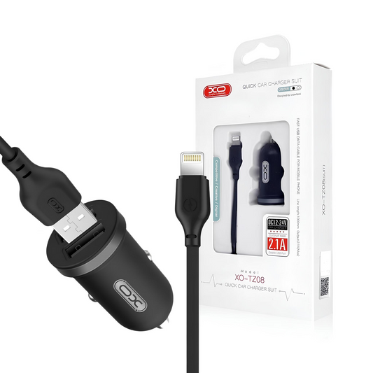 Carregador Veicular Com 2 entrada Usb XO-TZ08 com modelo Iphone , Tipo C , Micro Usp