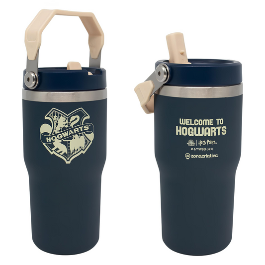 Copo Garrafa Térmico 650ml Canudo Harry Potter Hogwarts