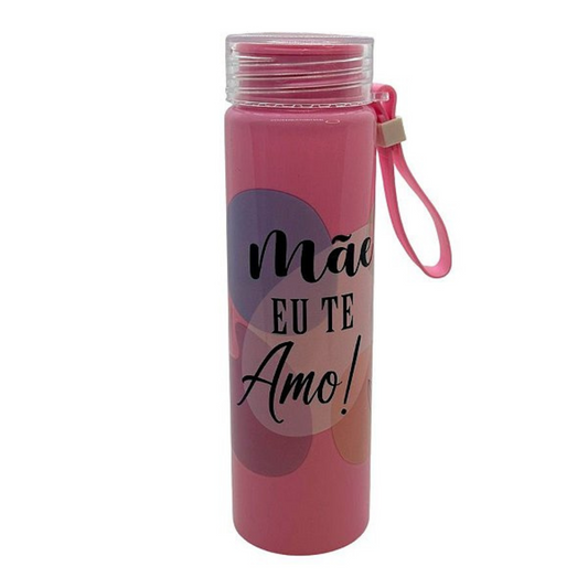 Garrafa Rosa com Alça - Mãe Eu Te Amo - 500ml - 1 unidade - Rizzo