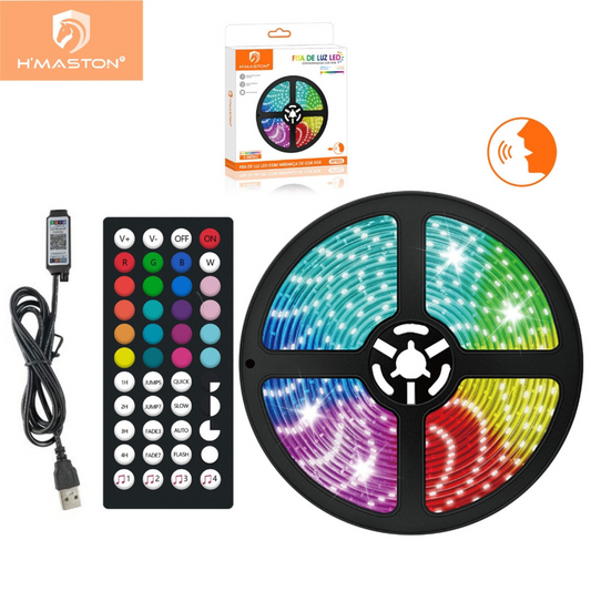 H'maston HFT-03 Fita De Rgb Led 5 Metros Cor Da Luz Com 44chaves Controlador