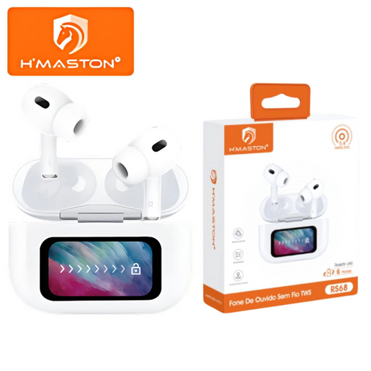 H'maston RS-68 Fone De Ouvido Sem Fio Com Tela Bluetooth 5.3 TWS