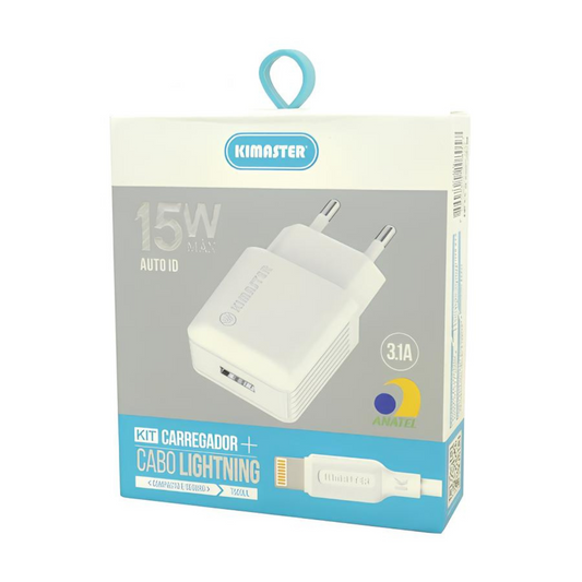Kit Carregador Tomada Kimaster T503UL 3.1A 15W para Iphone