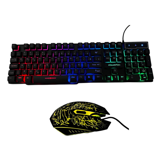 Kit Teclado E Mouse Gamer Rgb Usb Mecânico Hmaston Km-680