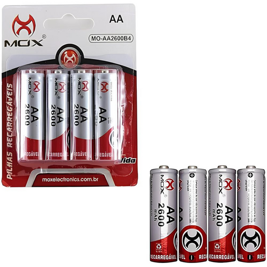 Pilha Recarregável AAA 1000 MAH com 4 unidades MOX-MO-AAA1000B2