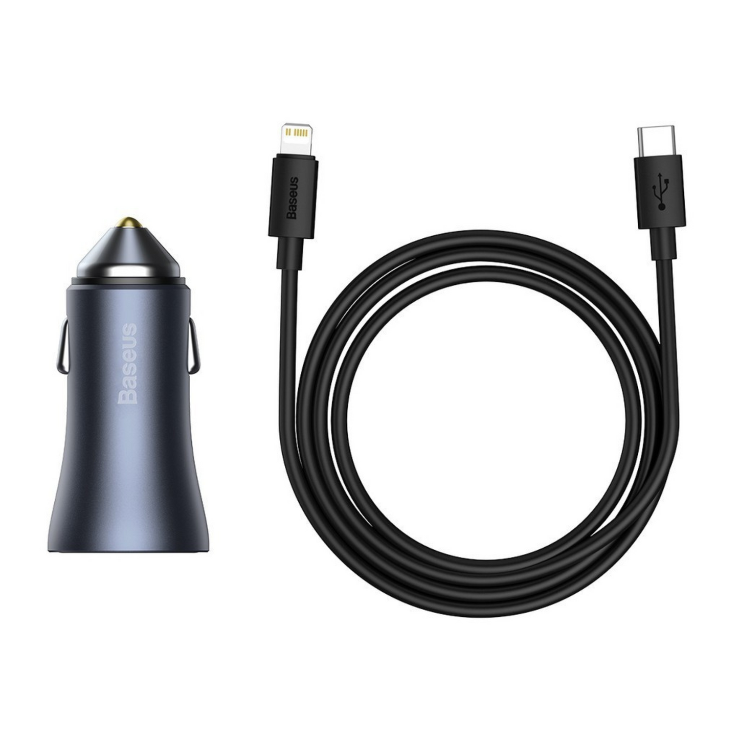 Baseus Carregador Veicular 40w Usb p/ Usb C  Cabo Lightning