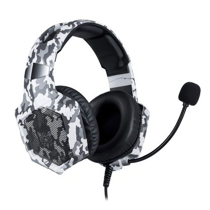 Fone de ouvido over-ear gamer Onikuma K8 branco com luz LED