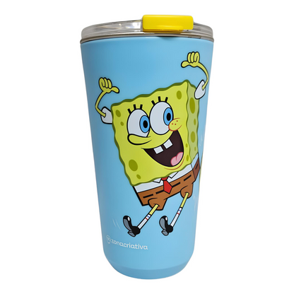 Copo Térmico Sky 500ml C Tampa Bob Esponja E Patrick Oficial