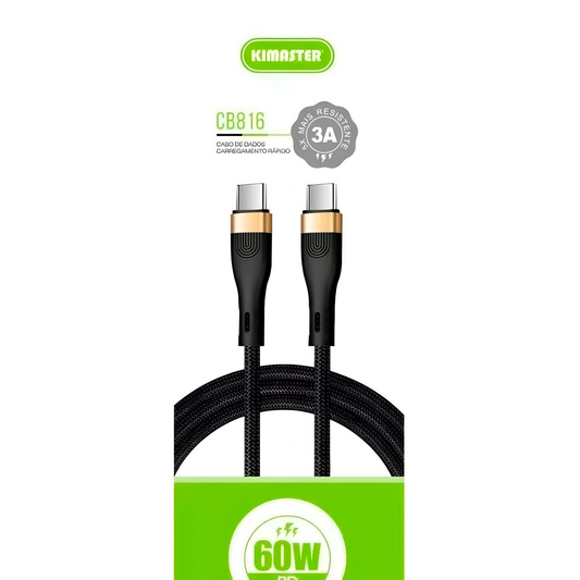 Cabo Reforçado Turbo Dados Type c 60w Kimaster