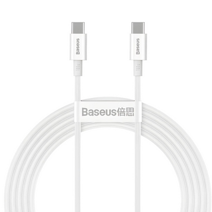 Cabo Turbo 100W USB-C P/ USB-C Superior Series 1 Metro Branco Baseus