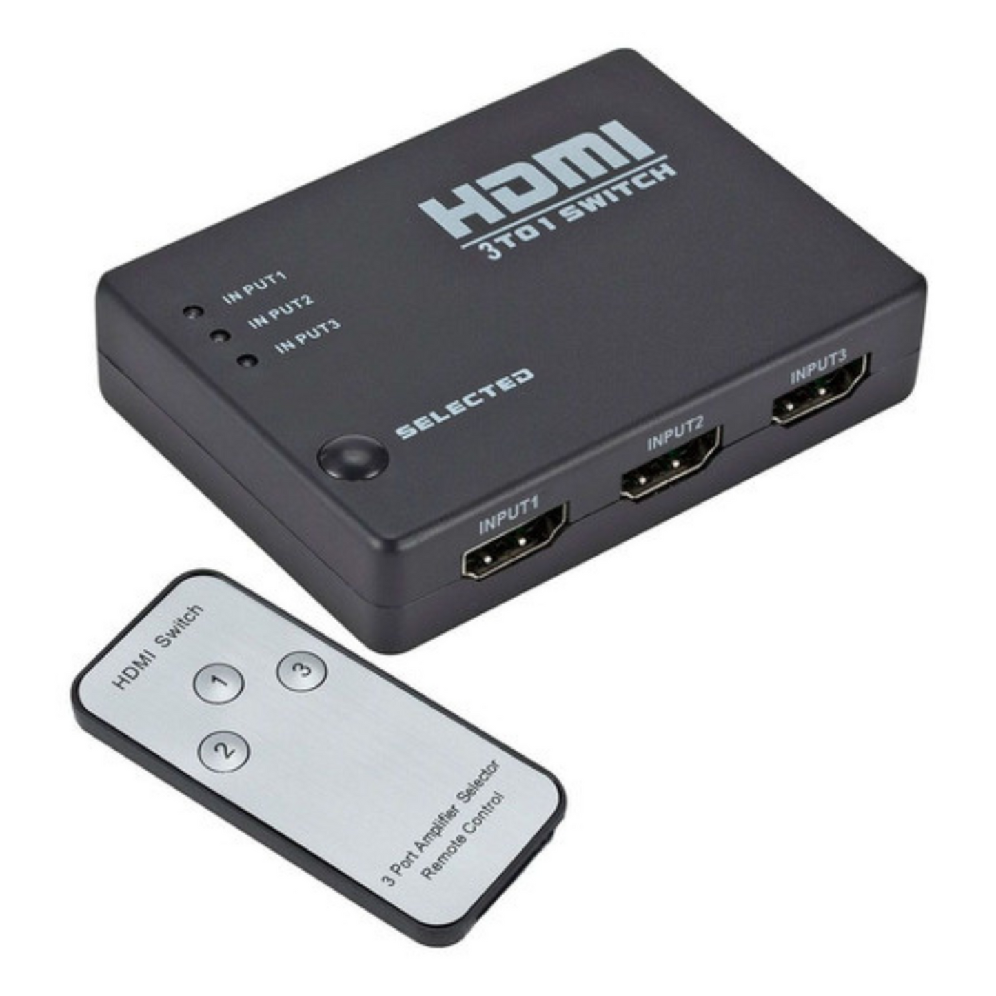 Hub Seletor De Canal Hdmi 3x1 Com Controle Remoto 3 Entradas