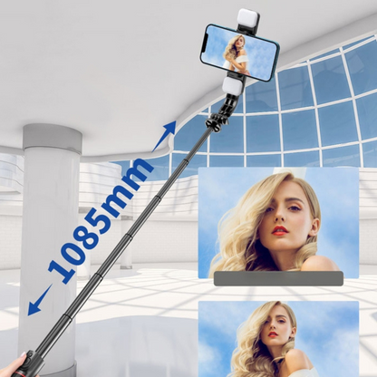 H'maston ZP12 Tripé selfie stick sem fio bluetooth com luz de enchimento 1.085m 360°