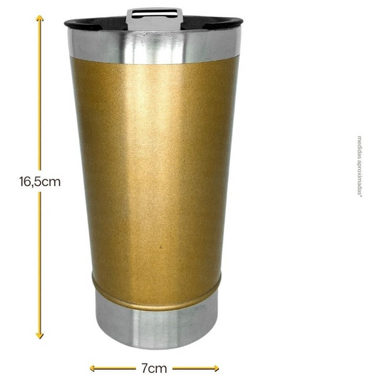 Copo Termico Inox Colorido Cerveja Bebida Tampa E Abridor