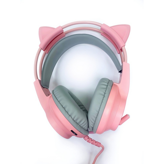 Fone De Ouvido Headset Gamer Gatinho Kp-ga04 Com Fio e Microfone