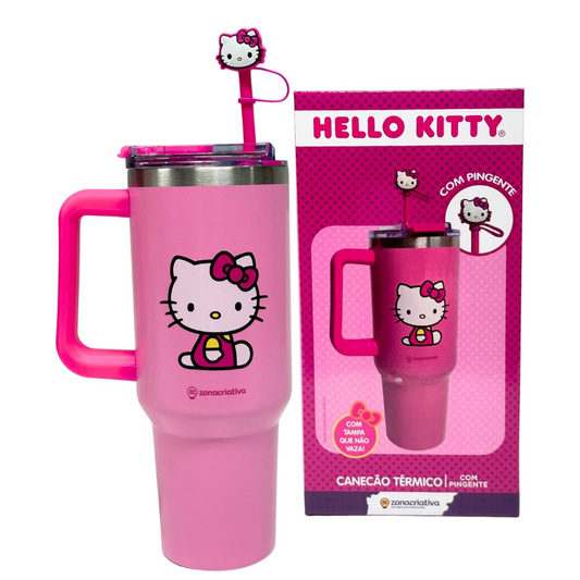 Canecão Tumbler Térmico Em Inox 1,15l Com Canudo Hello Kitty