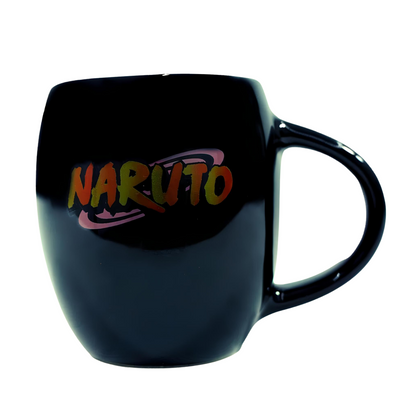 Caneca Oval Preta Em Cerâmica Do Naruto 350 Ml Na Caixa