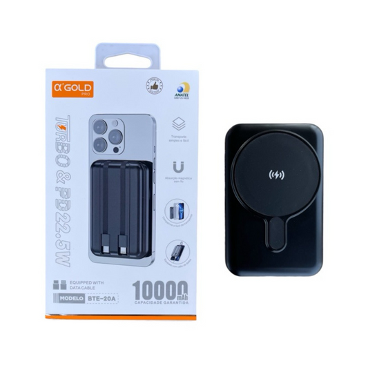 Carregador portátil indução power Bank Bateria 10000mAh